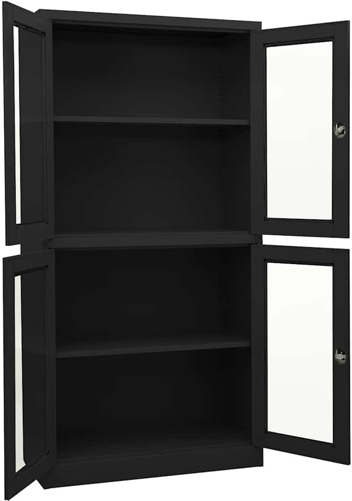 vidaXL Armoire de bureau Anthracite 90x40x180 cm Acier et verre trempé