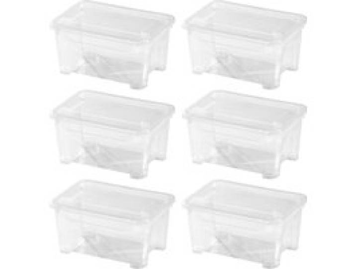 W5 Lot de 6 boîtes de rangement en plastique avec couvercle, 5 L