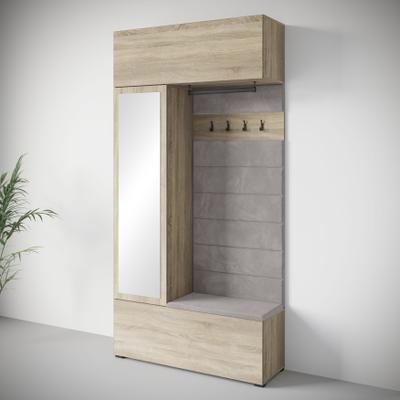 Garderoben-Set HOME AFFAIRE "TEJO", eiche sonoma, B:115cm H:231,9cm T:37,5cm, Holzwerkstoff, Kastenmöbel-Sets, Spiegel Schrank Element flexibel links/rechts einsetzbar