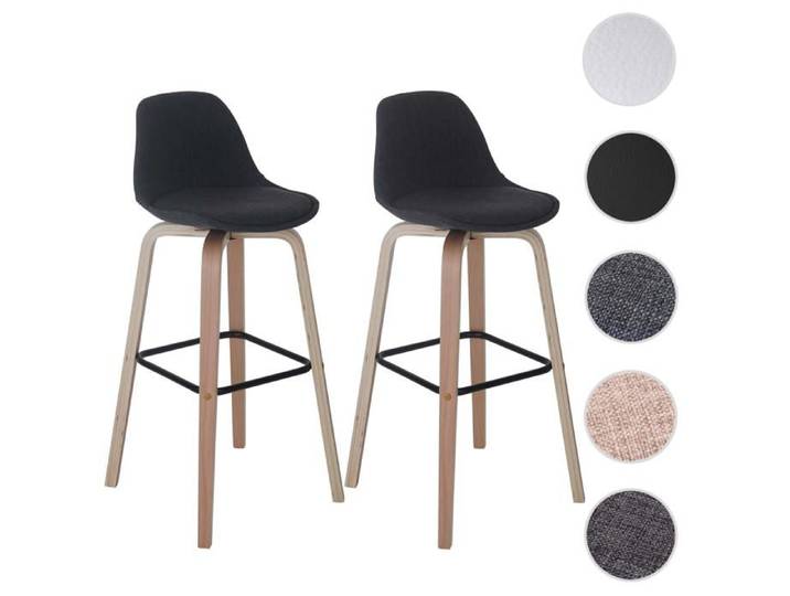 2x tabouret de bar Palmdale chaise de comptoir avec dossier ~ tissu gris foncé