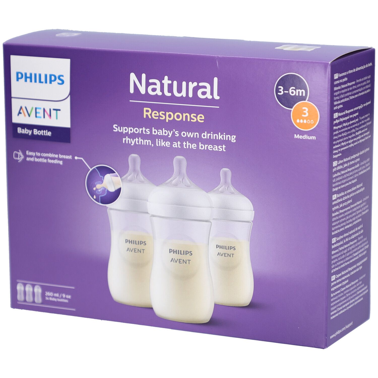 Philips Avent Natural Response Zuigfles Scy903/03 Trio 3 St Flaschen