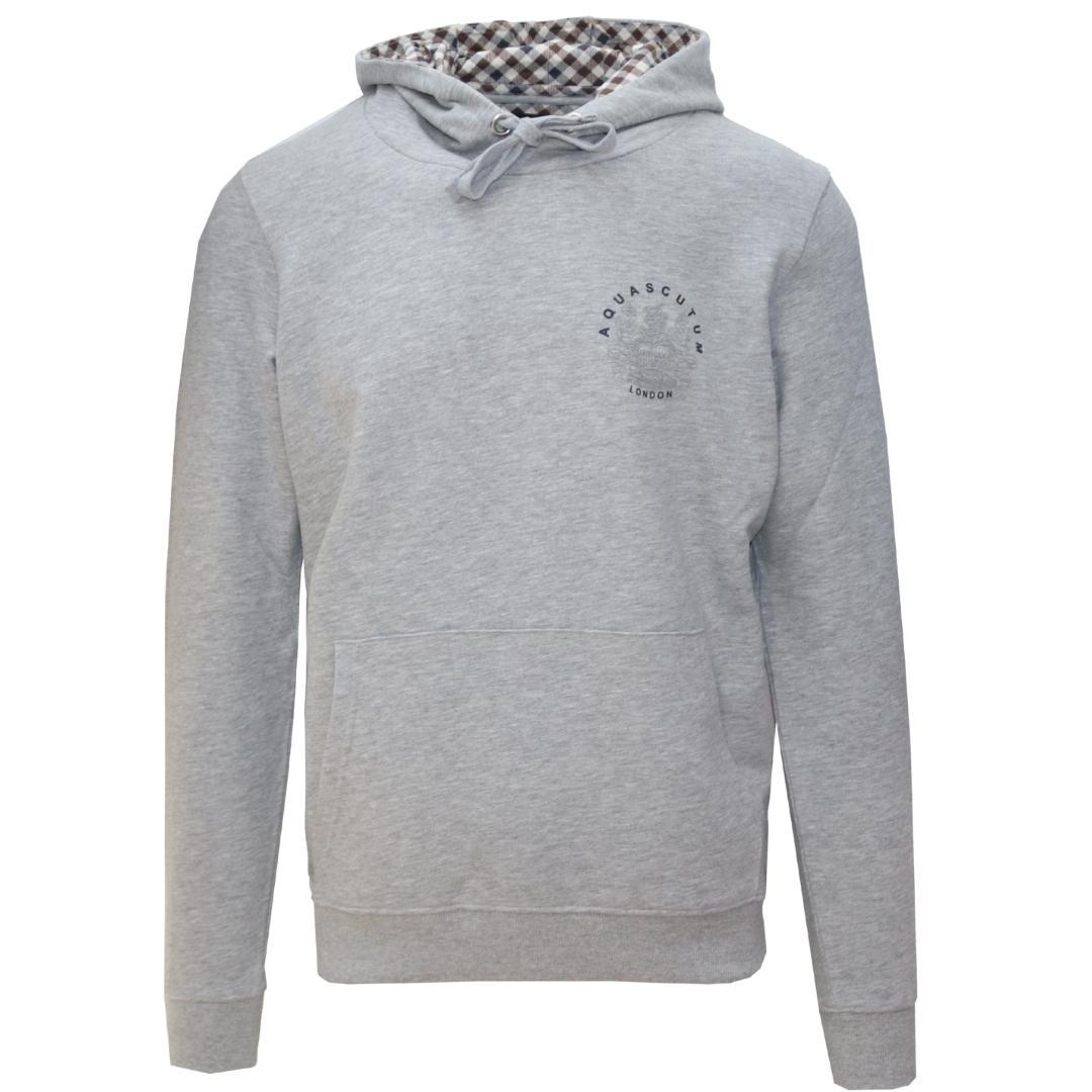 Aquascutum Aldis Emblem Logo Grauer Kapuzenpullover