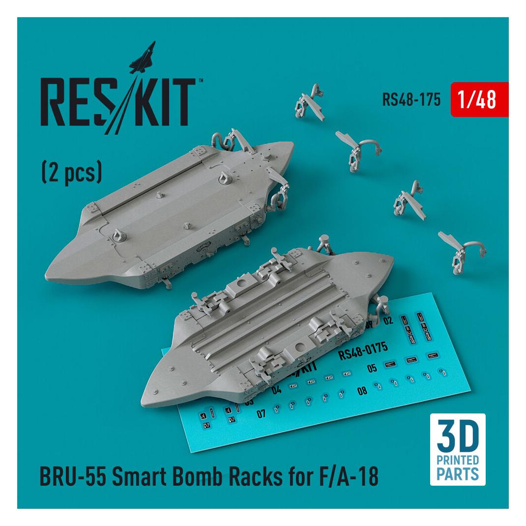ResKit BRU-55 Smart Bomb Racks for F/A-18 (2 pcs) (3D Printed) (RS48-0175)