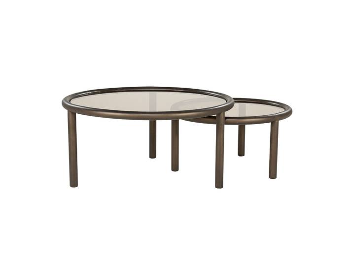 Eleonora Ronde Salontafel Circo Glas, Set van 2 stuks - Bruin