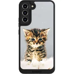 Nivocase Handyhülle für Samsung Galaxy S22+ Hülle NIVOpure Case Schwarz Feder Haustier Katze (Samsung Galaxy S22+), Smartphone Hülle, Schwarz