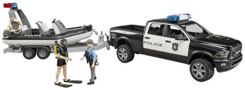 bruder Dodge RAM 2500 Polizei Pickup, L+S,Anh.,Boot Fertigmodell Nutzfahrzeug Modell