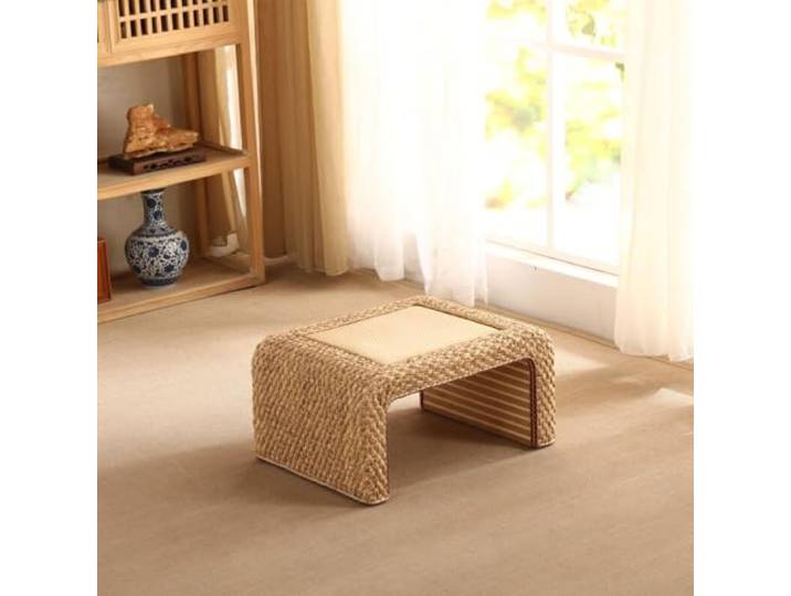 Labasuan Niedriger Couchtisch aus Rattan, japanischer Tatami-Bodentisch, Tee-Bodentisch im Zen-Stil, niedriger Rattantisch für Wohnzimmer, Schlafzimmer und Meditation(60x45x30cm)