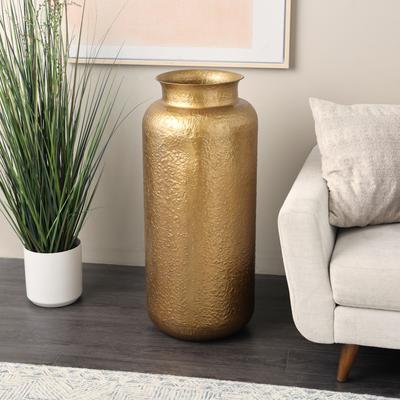 ARCILLA ELEMENTAL Gold Metal Tall Textured Hammered Floor Vase