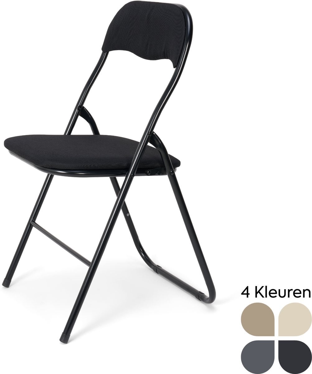 Meije Nova Klapstoel - Zwart - Linnen - Zithoogte: 45 cm