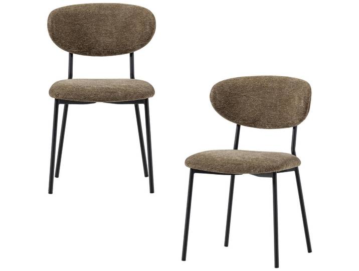 Livetastic Stuhl-Set Kjeld, Braun, Metall, Rundrohr, 47x79x53 cm, stapelbar, Esszimmer, Stühle, Polsterstühle