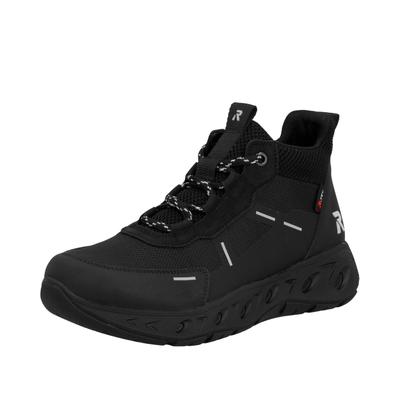Schnürboots RIEKER, Damen, Gr. 38, Textil, schwarz, Schuhe Schnürboots, Outdoorboots, Schnürstiefelette, Plateausneaker mit TEX-Membrane