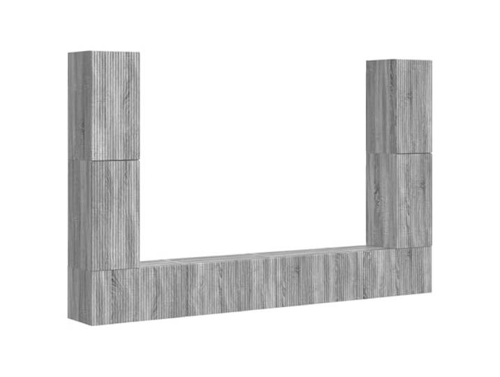 KGHERMDF TV-Schrankset 8 pcs Graues Sonoma Holzwerkstoff Moderne Aufbewahrung, Schiebetüren, Schubladen, für Wohnzimmer, Mediencenter