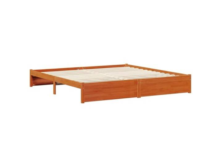 KTHLBRH Bettgestell aus Massivholz, Kiefer, 200 x 200 cm, Braun Rechteckiges Design, gewachstes Finish, Kopfteil inklusive, moderne Linien