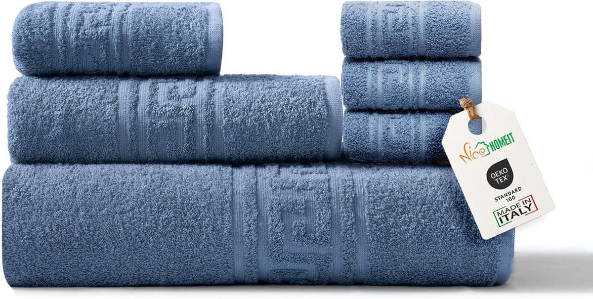 Luxe 6-delige handdoekenset van 100% ringgesponnen katoen - Blauw