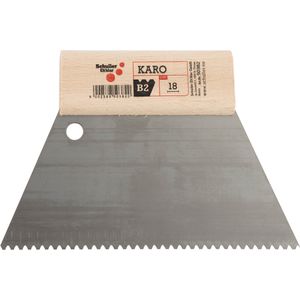 Schuller Spachtel 50382, TKB B2, Breite 180mm, Zahnspachtel aus Stahl, mit Holzgriff