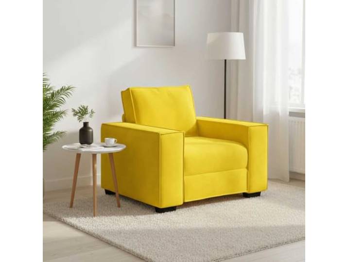 HEFZGDB Sessel Gelb 60 cm Samt Sofa Bequem Wohnzimmer Sessel mit Breiten Armlehnen und Robustem Holz Metall Gestell für Entspannung Lesen Fernsehen