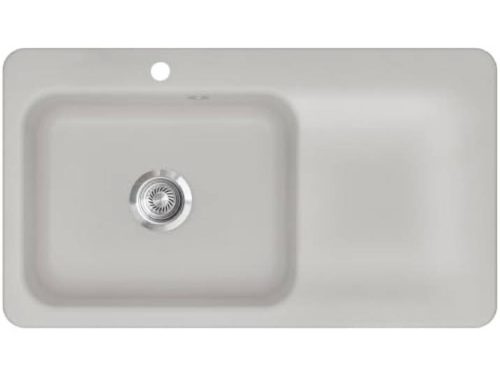 KeraDomo Spüle JUNA 90 in ALU - Becken links mit Handbetätigung/Systemceram/Keramikspüle