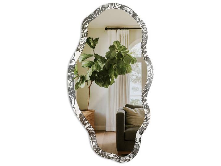 SPIEGEL 90x45 cm asymmetrisch mit Druck - Starke Gesichter