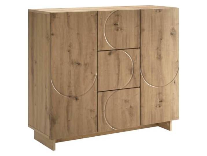 HFXHIJXQ Sideboard Artisan-Eiche 85,5x31x75 cm Kommode Holzwerkstoff Vielseitiges Anrichte-Möbel für Wohnzimmer und Flur mit 3 Schubladen und 2 Türen für ordentliche Aufbewahrung.