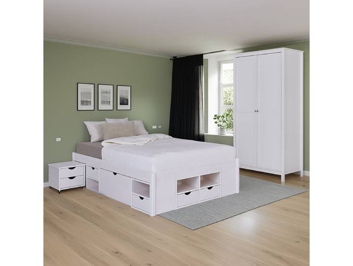 Schlafzimmerset Chilly 2-tlg Stauraum 140 x 200cm Weiß