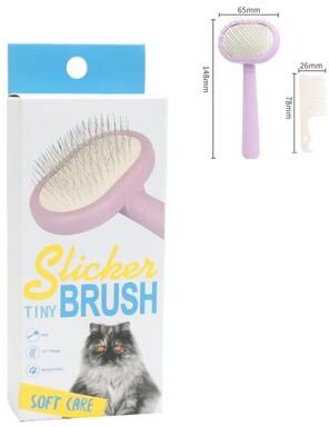 Happy Pet Pantry Gentle Cat Grooming Brush & Pet Deshedding Comb For Cats And Dogs purple