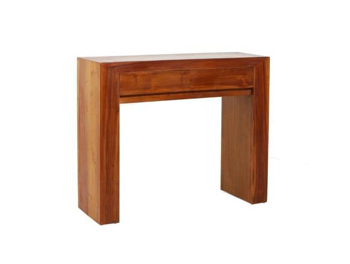 MACABANE AYAN - Console moderne marron 2 tiroirs bois Teck