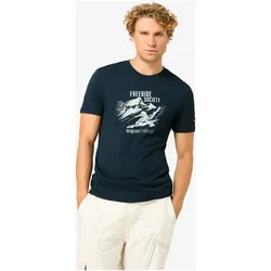 Super Natural, Herren, Sportshirt, T-Shirt mit Aufdruck Super.natural Freeride Society Tee - blueberry/various (L), Blau