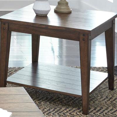 Liberty Furniture Lake House Square Lamp End Table Rustic Brown Oak - W27 x D27 x H23