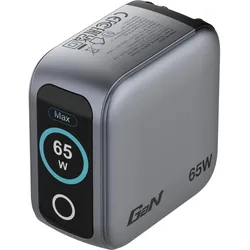 Verbatim Mini GaN Charger with Display (65 W, 3 Ports), USB Ladegerät, Schwarz