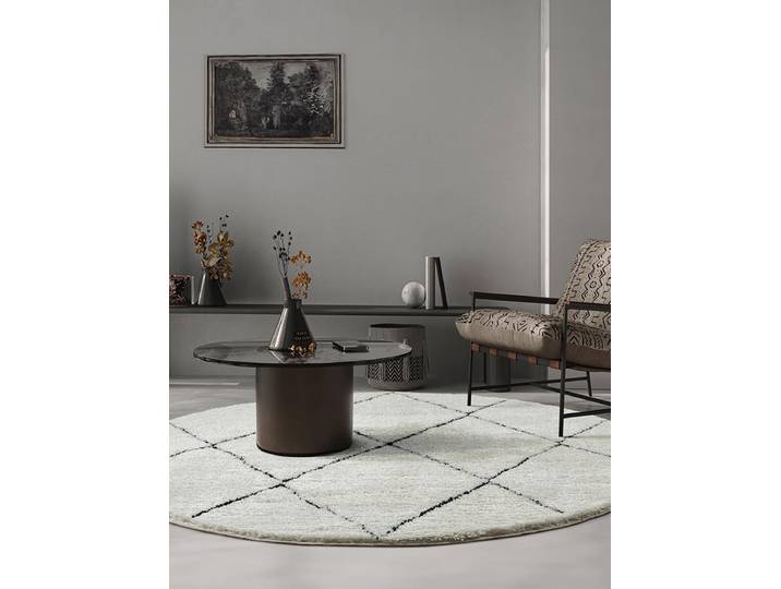 Teppich THE CARPET Bahar Shaggy , beige (creme, schwarz), H:30mm Ø:160cm, Polypropylen, Teppiche, Teppich, Shaggy eleganter Wohnzimmer Teppich Hochflor