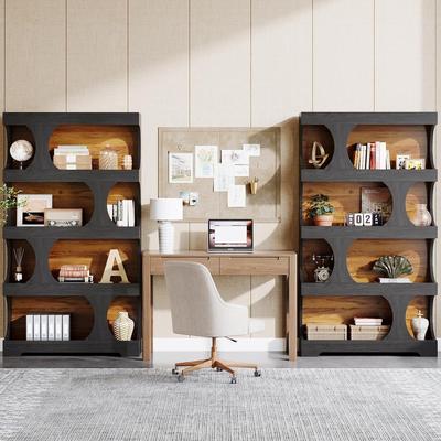 YUZHOU 71-Inch S-Shaped Bookcase, 4-Tier Freestanding Display Shelf