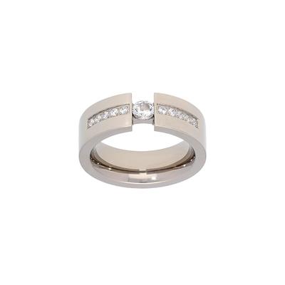 Fingerring TITANIA "Titanring" Gr. 53, silber (titanfarben), Fingerringe, Damen, 17, Titan, Fingerring, mit Zirkonia
