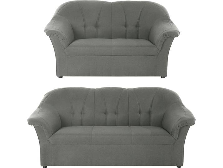 Polstergarnitur DOMO COLLECTION Pegnitz , grau, Struktur fein, 100% Polyester, Sitzmöbel-Sets, 3-Sitzer & 2-Sitzer-Set