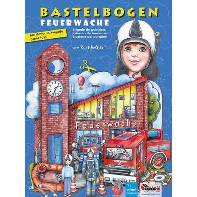 Feuerwache mit Feuerwehr Bastelbogen Ausschneidebogen