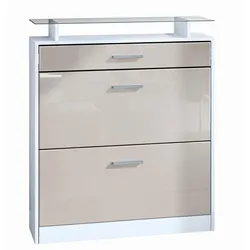 SCHUHSCHRANK Loret Front in Sandgrau Hochglanz