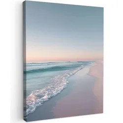 LEINWANDBILD Küstenlinie - Pastell - Wasser Wandbild Wohnzimmer 60x80 cm
