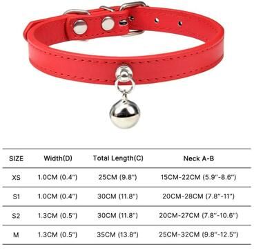 Uplifted Finds Colorful Adjustable Leather Pet Collar With Bell red m