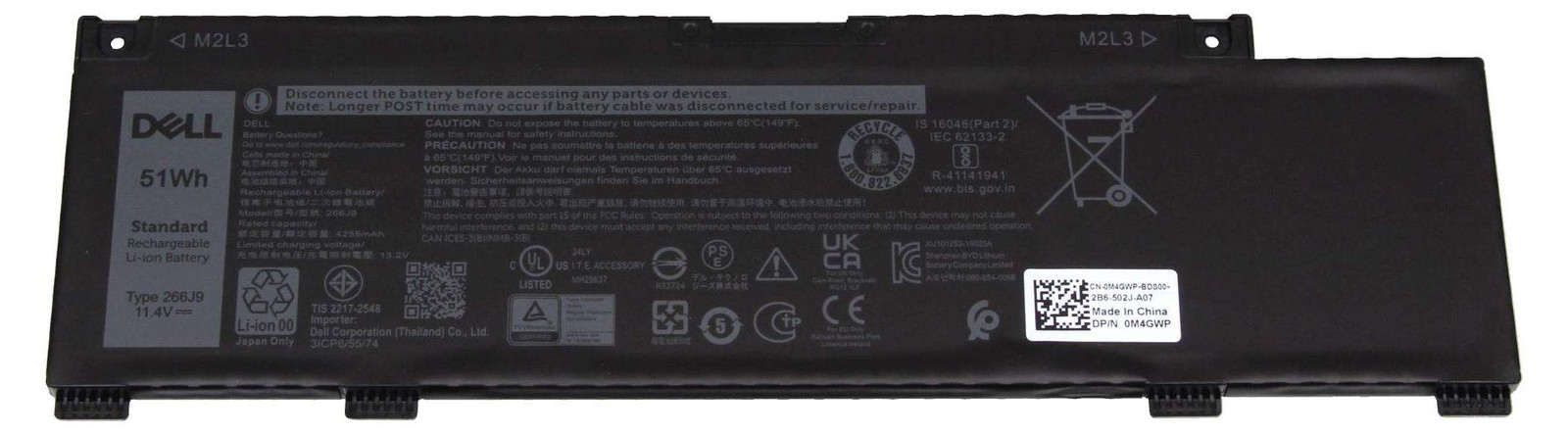 Dell Batterij 51Wh 3-cellen Lithium-ion C9VNH