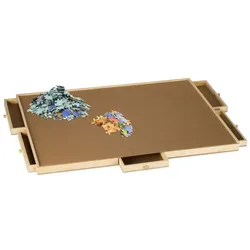 Relaxdays Puzzlebrett mit 6 Schubladen Braun,Hellbraun