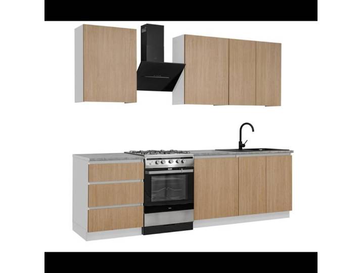 Ensemble de cuisine  Roma  - Beige/Blanc - L 200 x P 72 cm
