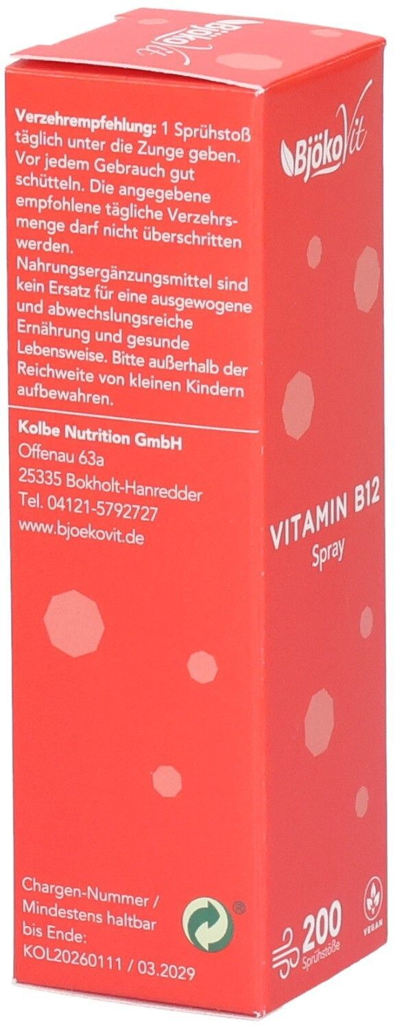BjökoVit Vitamin B12 Spray 500 µg bioaktiver B12-Komplex 30 ml