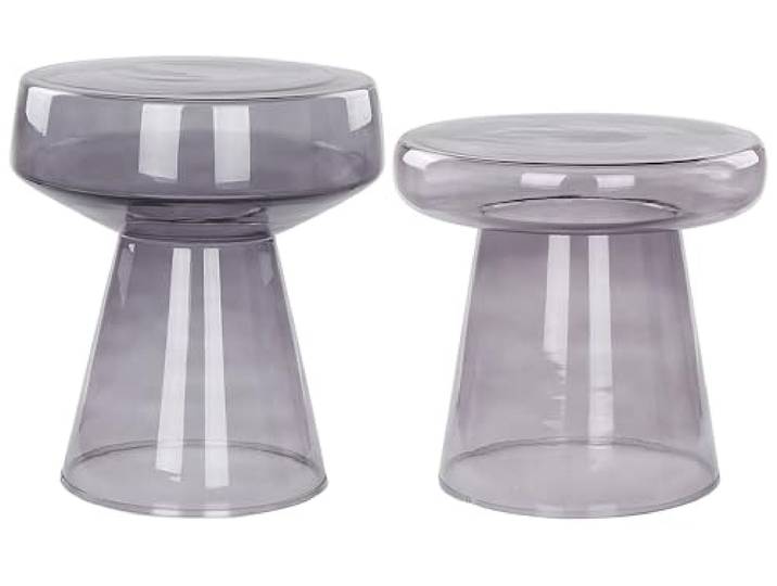 Beistelltisch 2er Set Rauchglas grau rund Couchtisch Retro Laguna/Caldera