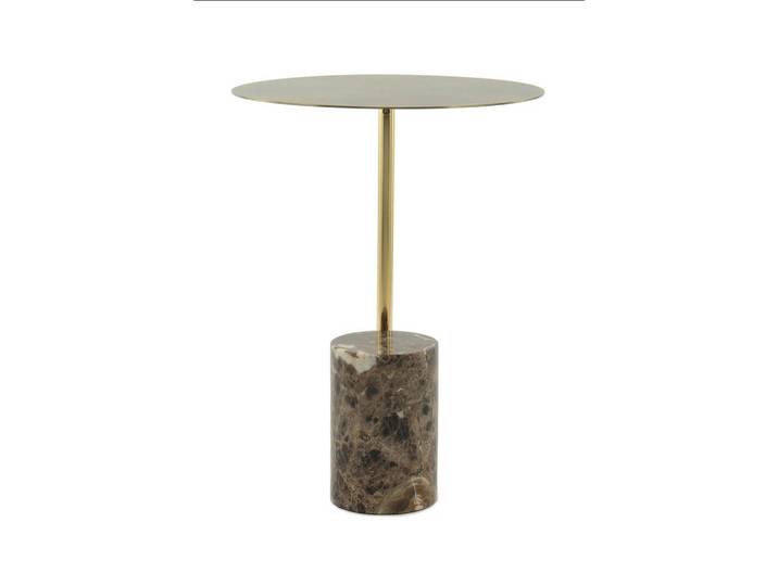Beistelltisch, Braun & Gold, 40x54 cm, Metall & Glas & Stein, Elegant, Kayoom