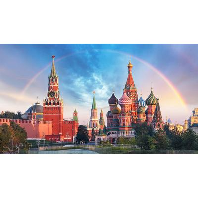 Fototapete PAPERMOON "Moskau mit Regenbogen", bunt, B:4m L:2,6m, Vlies, Tapeten