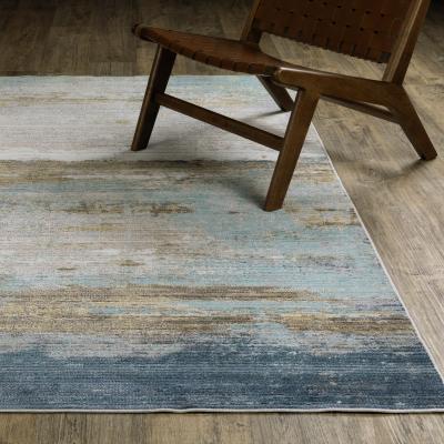 ROW Cavett Textural Distressed Ombre Blue/ Beige Area Rug