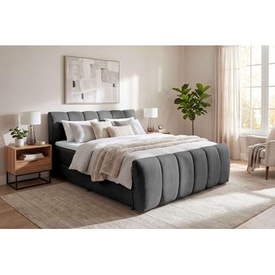 Boxbett OTTO HOME "DORA, Doppelbett inkl. Bettkasten, Federkernbett, Breiten: 160, 180 cm", schwarz, B:185cm L:220cm, Hartfaserplatte, Kunststoff, Massivholz, Polyester, Spanplatte, Komplettbetten, Boxbett: 5-Z-Taschenfederkern im Unterbau,...