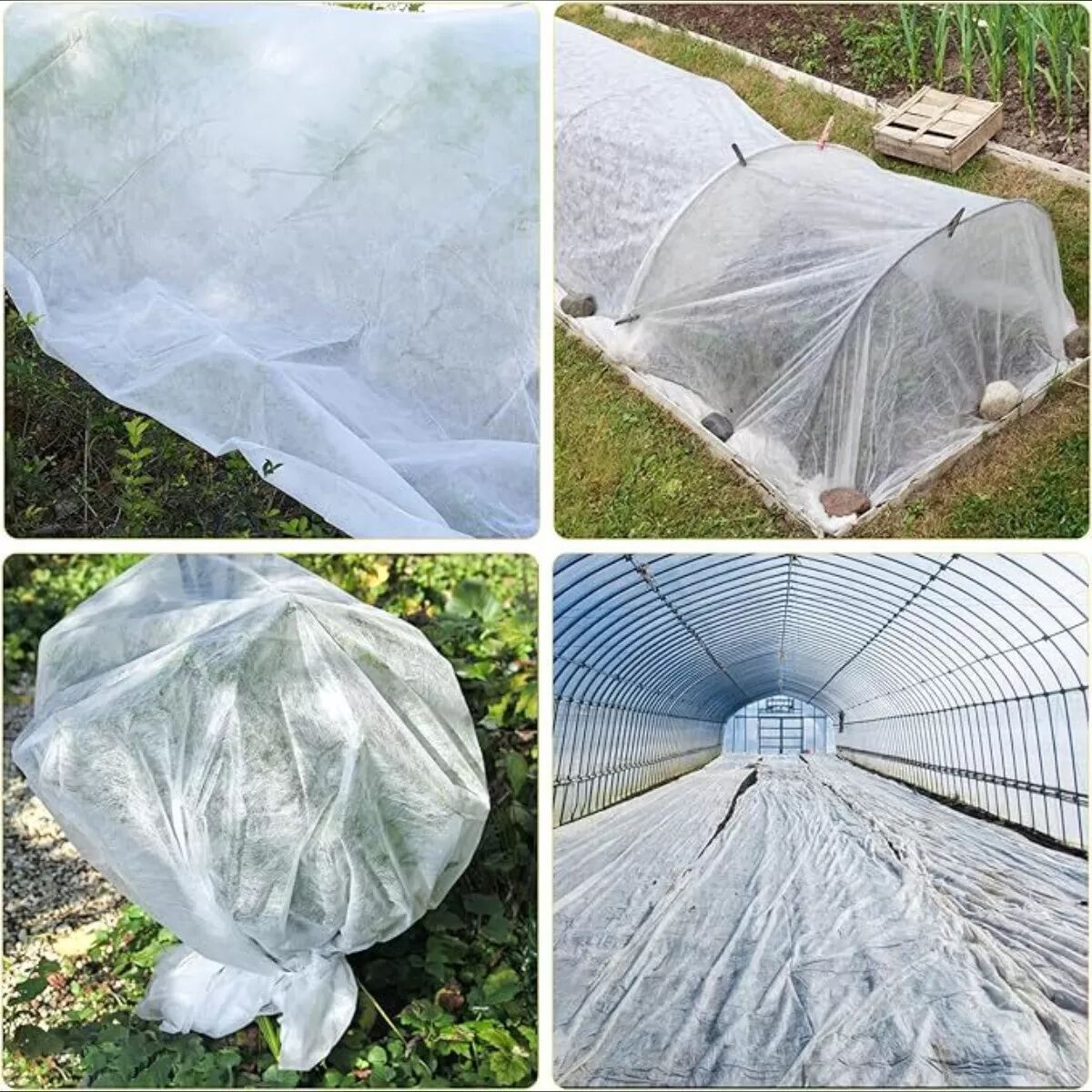 INF Gartentunnel-Schattenabdeckung 300x45x45cm - Weißes PE-Vlies Pflanzenschutz-Tunnel zum Schutz vor Insekten, Vögeln und