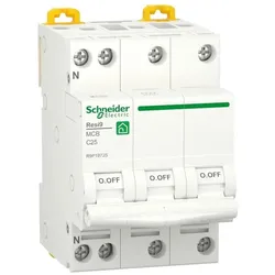 Schneider Electric, Schutzschalter, Miniaturtrennschalter, Resi9, 3P + N, 25 A, C-Kurve, 6000 A, 400 V