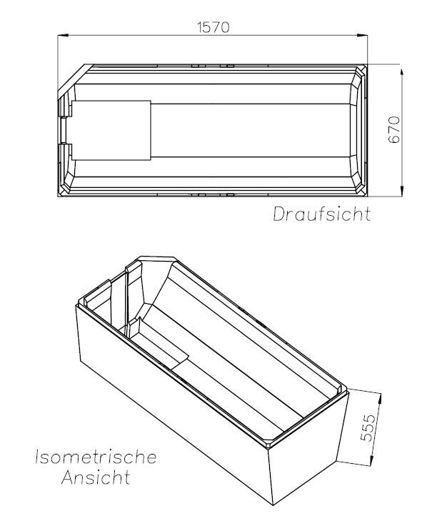 Neuesbad Wannenträger für Bette Profi-Form 160x70 Fußende re SW10035