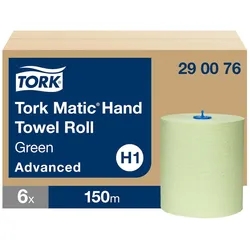 Tork Matic  Papierhandtuchrollen Grün H1, Advanced-Qualität, 6 Rollen mit je 150 m, 290076